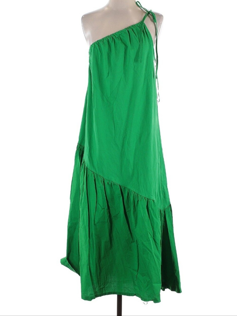 Zara Green One-Shoulder Maxi Skirt Dress